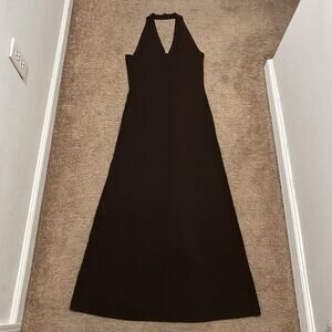 Loft Ribbed Body Con Halter Maxi Dress Brown Size XL